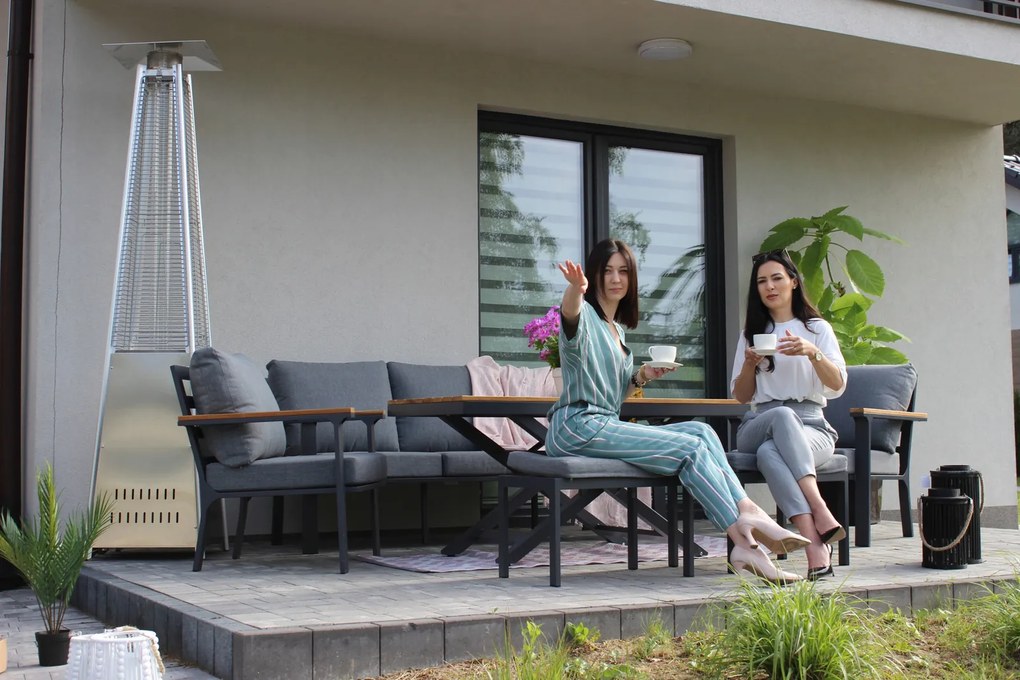 CH Súprava hliníkového nábytku s teakovým drevom - antracit