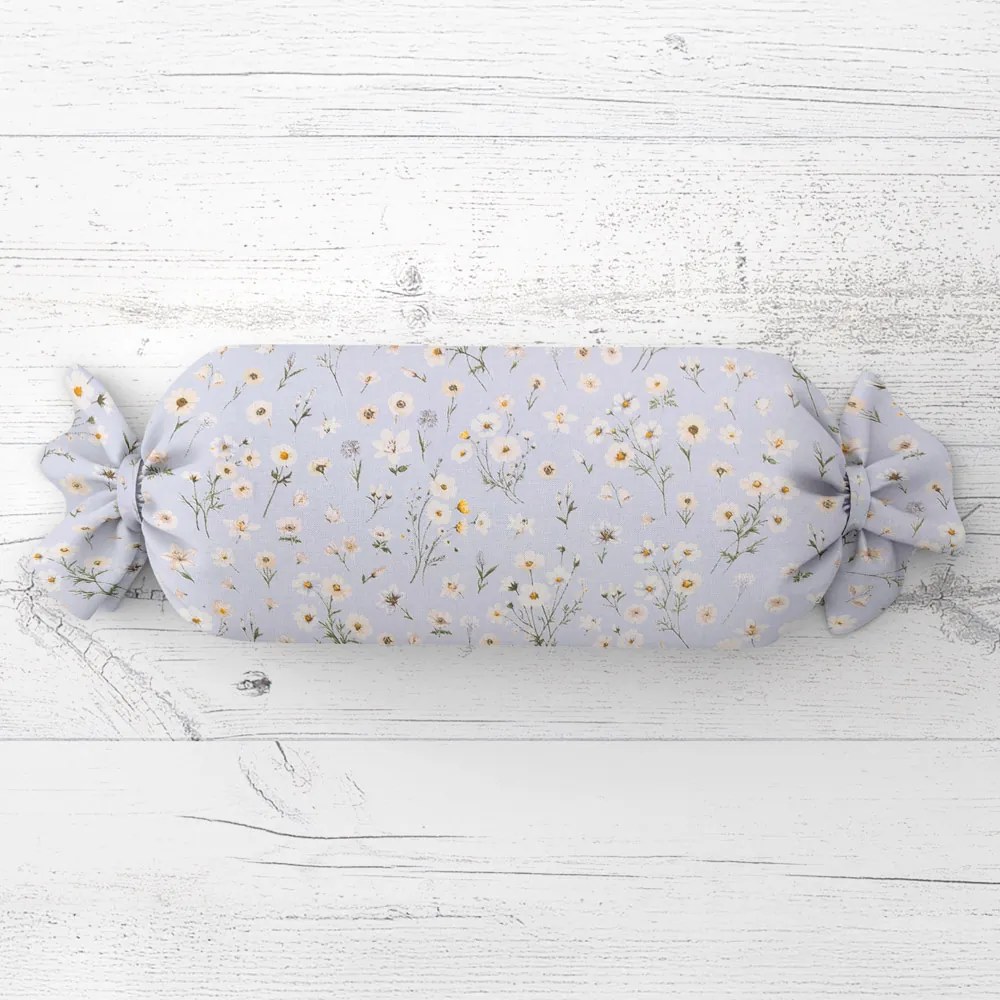 Biante Vankúš valec bonbon Sandra SA-617 Margarétky na svetlo modrom 15x60 cm