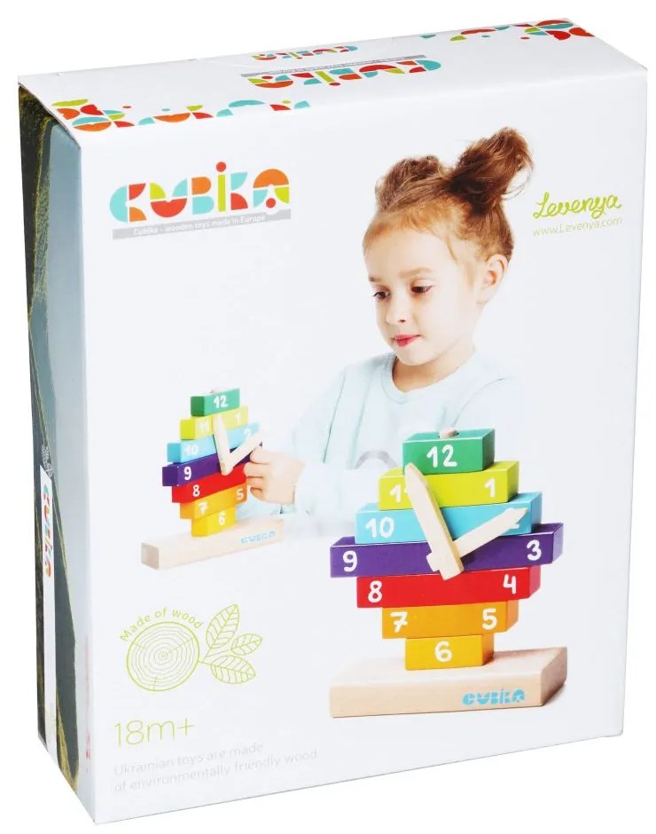 CUBIKA 14354 Hodiny s magnetickými ručičkami - drevená skladačka 10 dielov