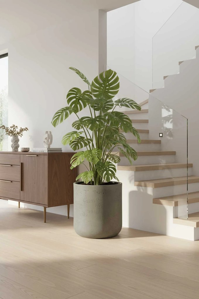 Okrúhly kvetináč CHICO, sklolaminát, priemer 45 x výška 50 cm, sivý