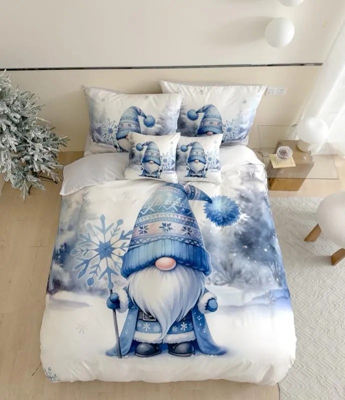 3D flanelové obliečky z mikrovlákna BLUE GNOME biele + obliečka na vankúšik 40x50 cm zdarma Rozmer obliečky: 70 x 90 cm | 140 x 200 cm