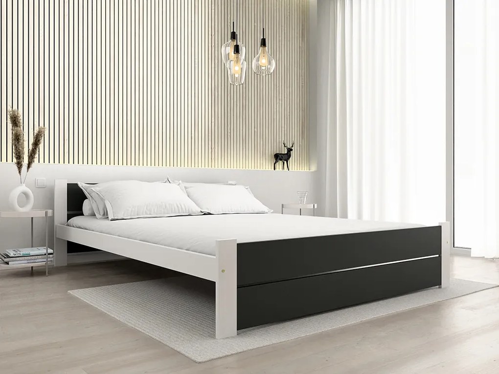 Posteľ IKAROS DOUBLE 160 x 200 cm, antracit/biela Rošt: Bez roštu, Matrac: Bez matraca