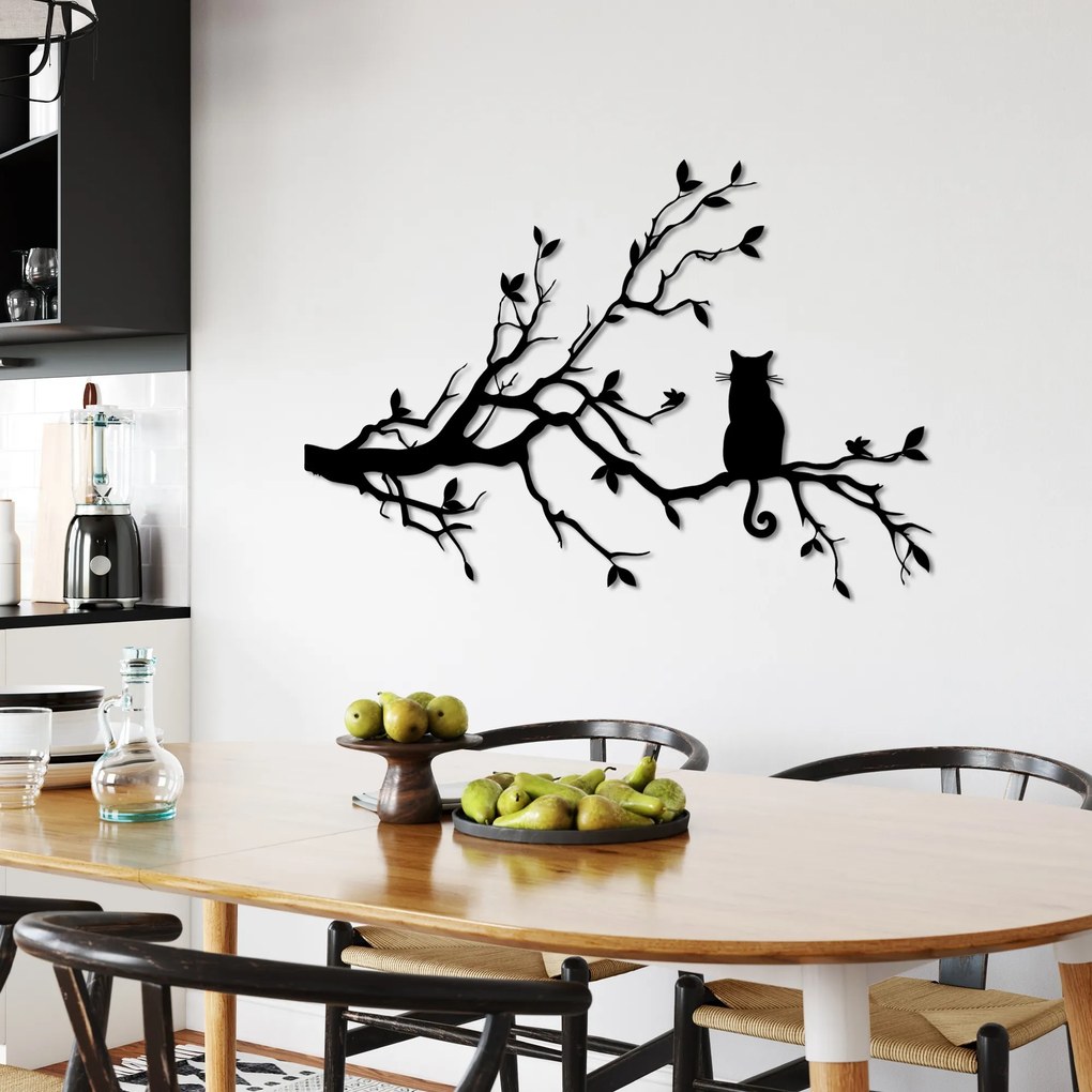 Nástenná kovová dekorácia Mačka 12 čierna