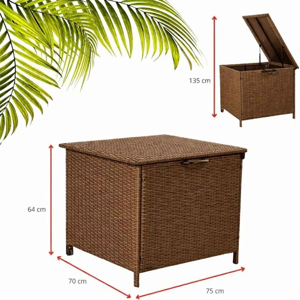 Elegantný záhradný úložný box z technoratanu - hnedý XL
