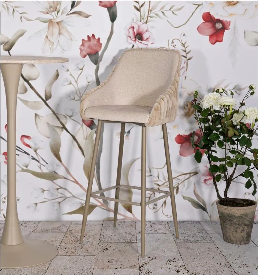 Krémové čalúnené barové stoličky v súprave 2 ks s podrúčkami (výška sedadla 78 cm) Alaska – Mauro Ferretti