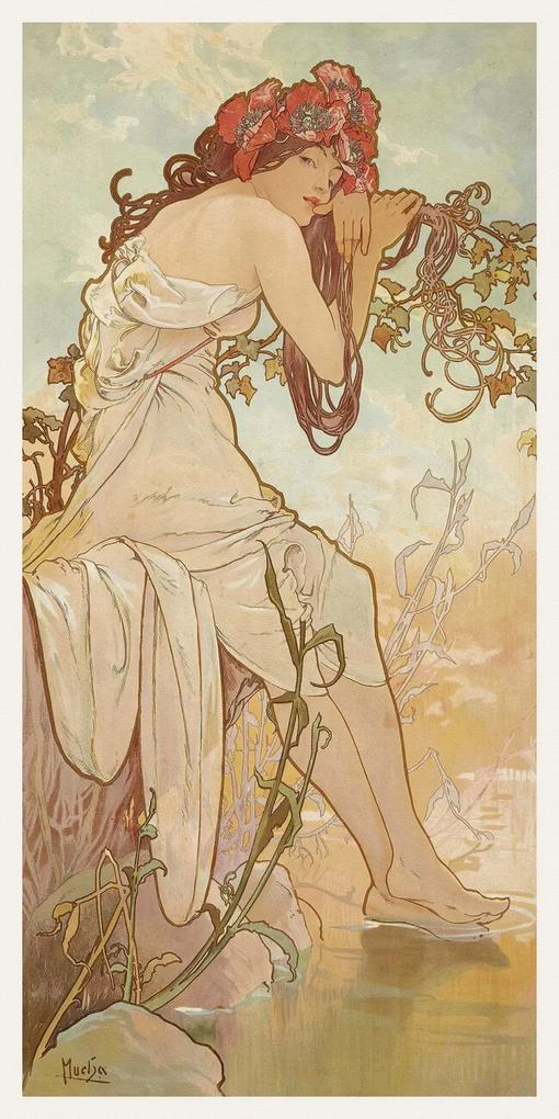 Umelecká tlač The Seasons: Summer (Art Nouveau Portrait) - Alphonse Mucha, (20 x 40 cm)