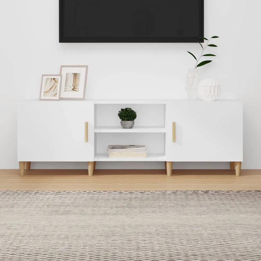 TV stolík biely 150x30x50 cm spracované drevo