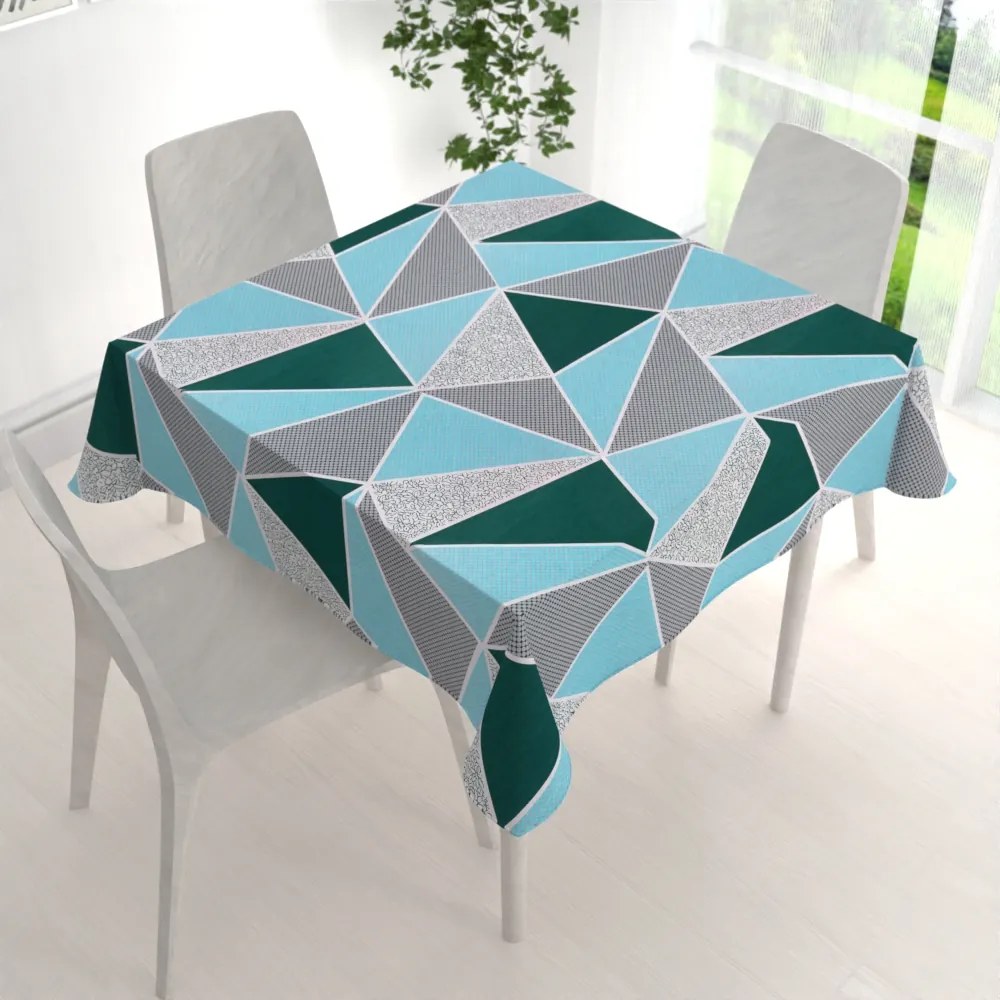 Biante Bavlnený štvorcový obrus Sandra SA-334 Modro-zelené trojuholníky 60x60 cm