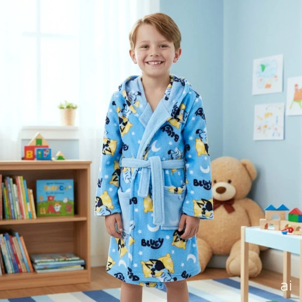 Detský fleece župan s kapucňou Bluey, EU 104