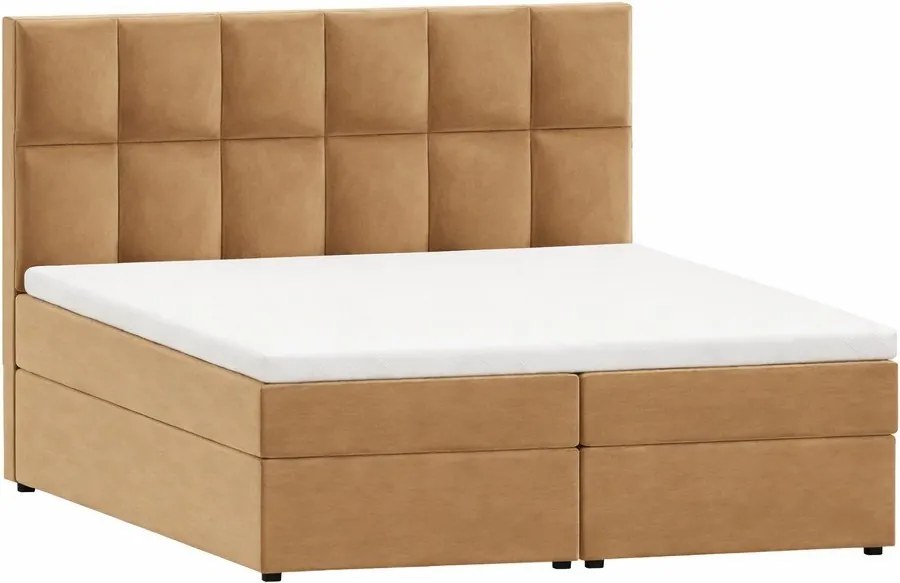 Okrovožltá boxspring posteľ s úložným priestorom 160x200 cm Flip – Ropez