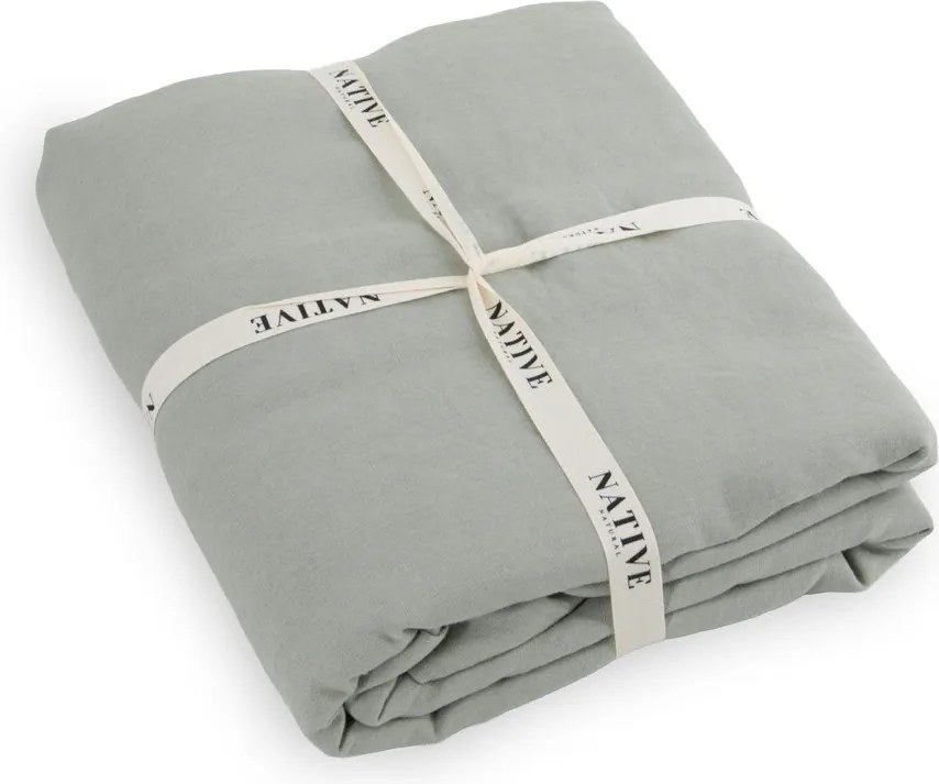 Sivozelené ľanové obliečky na dvojlôžko 200x200 cm Stone – Native Natural