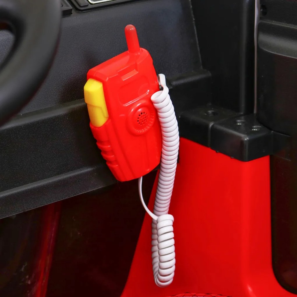 Ramiz Detské hasičské auto na batérie + Vodné delo + Megafón + Hasičský kohút + Pilot