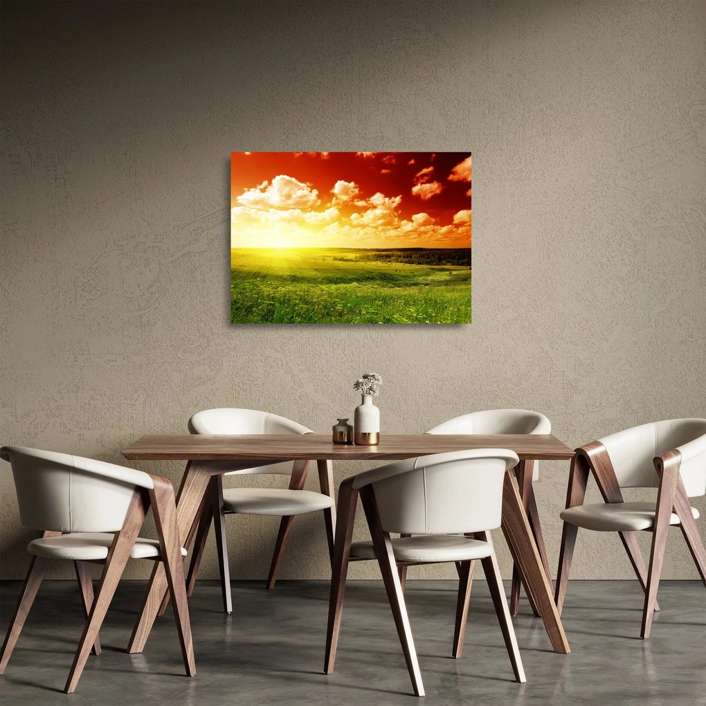 Sklenený obraz letnej lúky (70x50 cm)