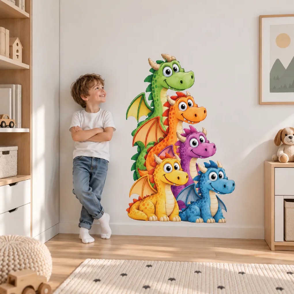 PIPPER. Farebné dráčiky – textilná nálepka na stenu