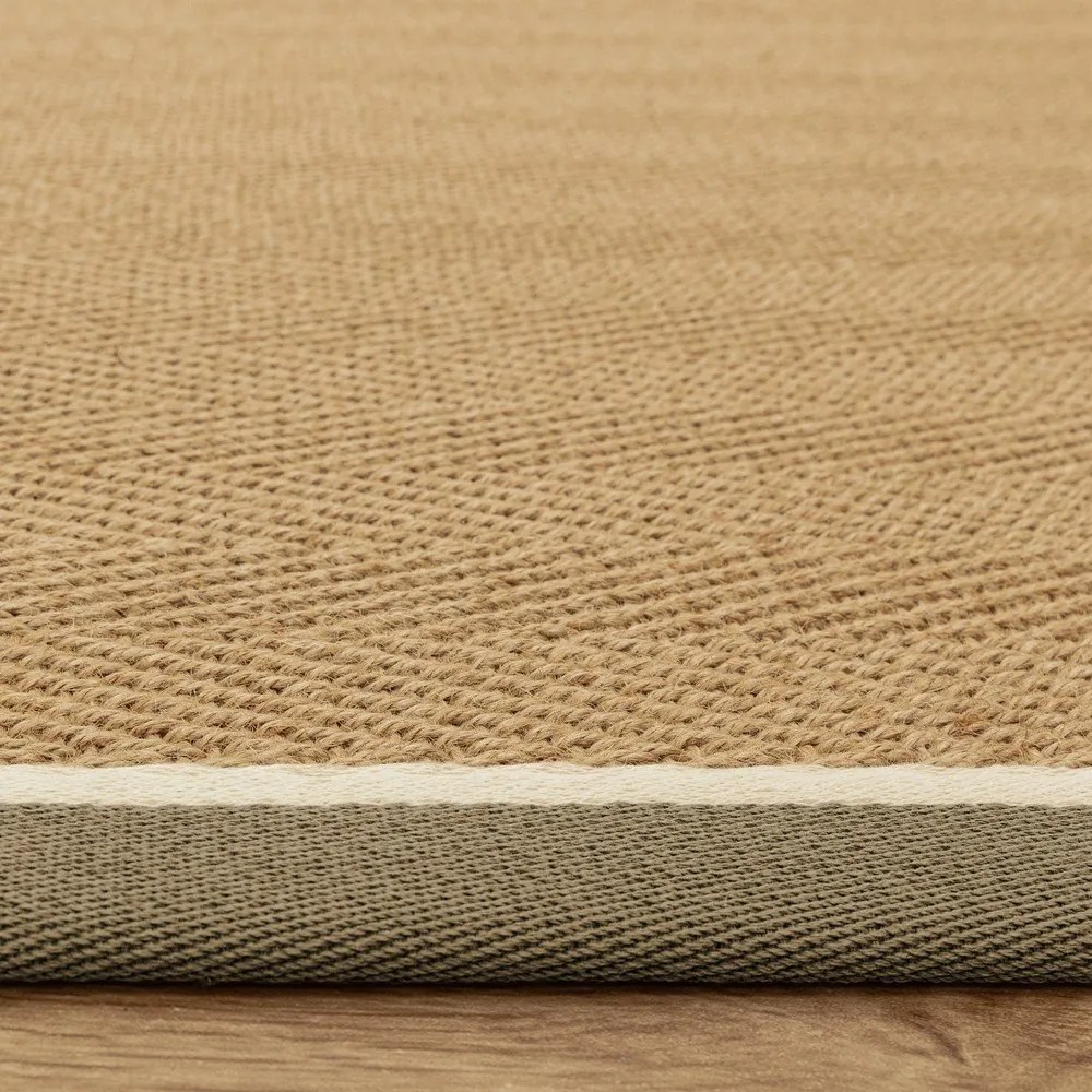 Kaki/v prírodnej farbe obojstranný/ručne tkaný jutový behúň 68x240 cm Bordo Herringbone Kaki – Asiatic Carpets