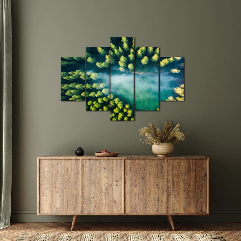 Obraz - Hmlou zahalený les (150x105 cm)