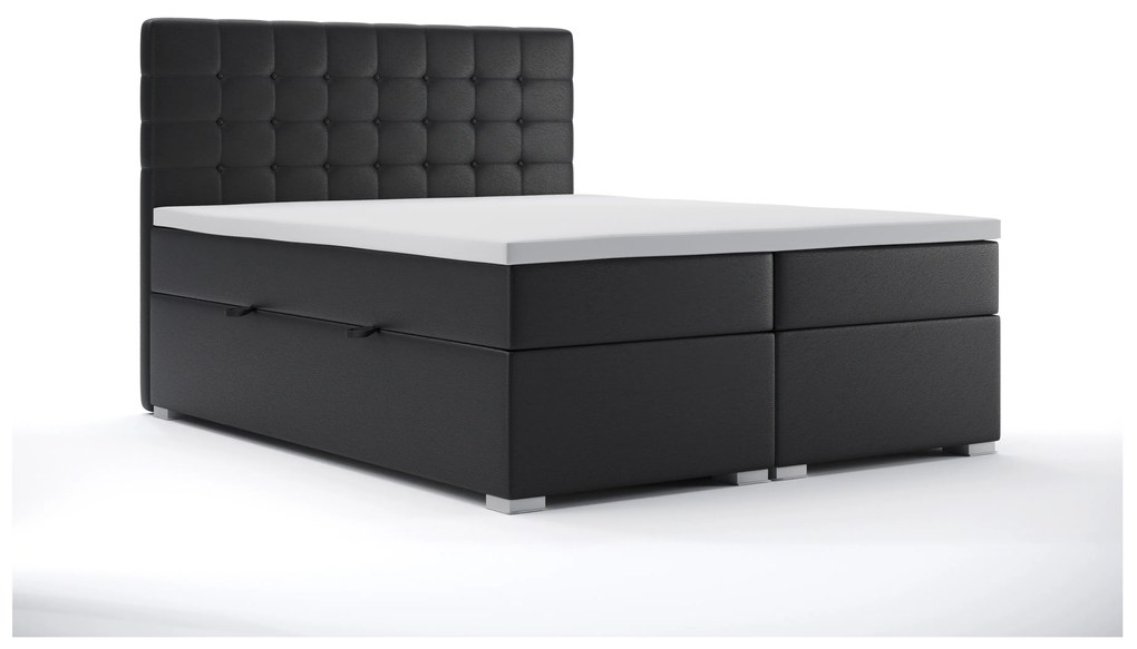 Kontinentálna posteľ 160 cm Clady (čierna ekokoža) (s úložným priestorom). Vlastná spoľahlivá doprava až k Vám domov. 1044199
