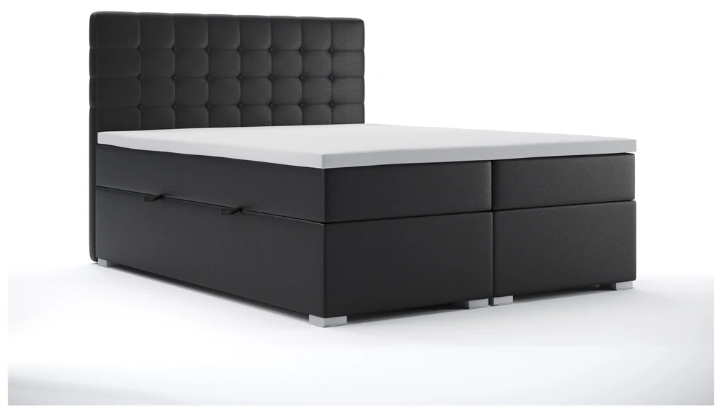 Manželská posteľ Boxspring 160 cm Clady (čierna ekokoža) (s úložným priestorom). Akcia -20%. Vlastná spoľahlivá doprava až k Vám domov. 1044199