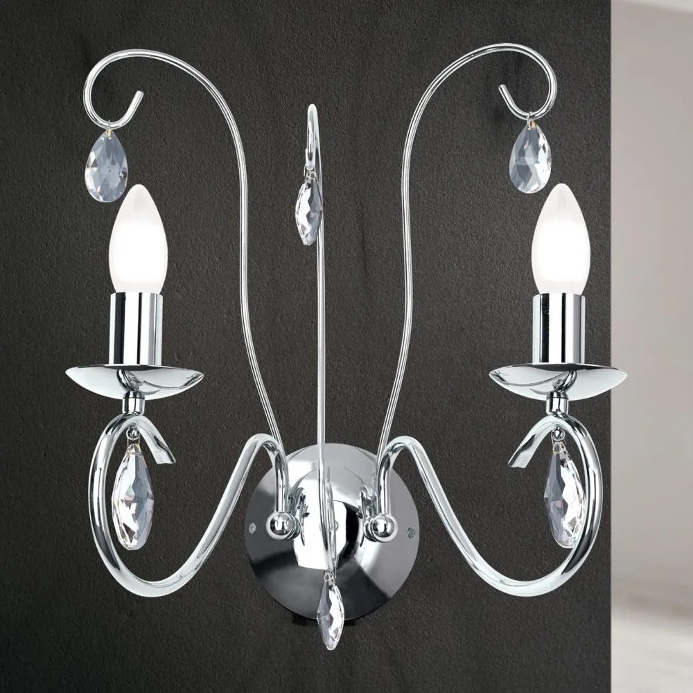 Orion WA 2-1093/2- Krištáľové nást. svietidlo ALESSIA 2xE14/40W/230V lesklý chróm