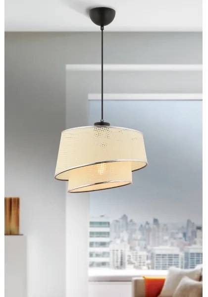 Závesný luster na lankách BARETTE 1xE27/60W/230V krémový/lesklý chróm