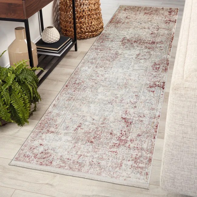 Koberec / behúň DISTIN 0828A ružový / púdrový / biely