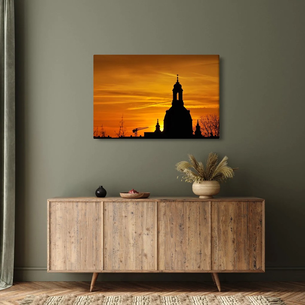 Obraz kostola pri západe slnka (90x60 cm)
