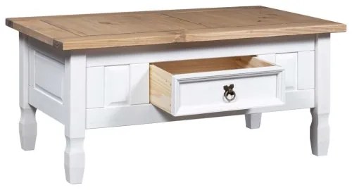 vidaXL Konferenčný stolík biely 100x60x45 cm mexická borovica Corona Range-