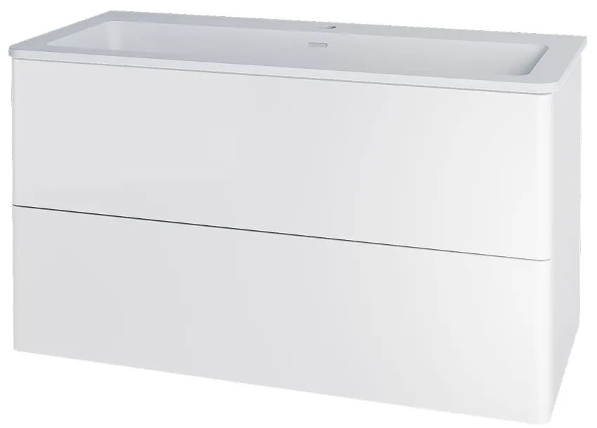 Mereo Siena, kúpeľňová skrinka s umývadlom z liateho mramoru 101 cm, biela lesk, MER-CN412M1