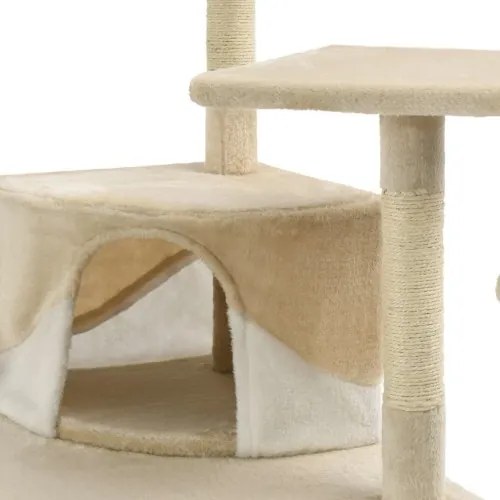 vidaXL Škrabadlo pre mačky so sisalovými stĺpikmi, 203 cm, béžové a biele-