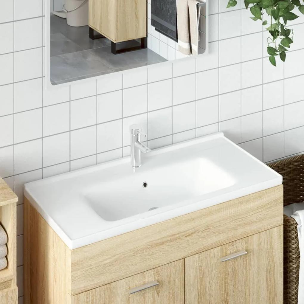 Kúpeľňové umývadlo biele 100x48x19,5 cm obdĺžnikové keramické 153713