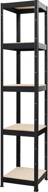 Akcia 20x Regál 180x40x40 cm lakovaný 5-policový, nosnosť 875 kg - čierny