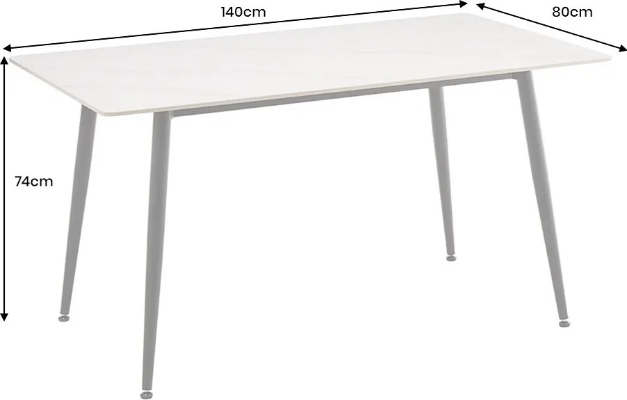 Keramický jedálenský stôl Garold 140 cm biely