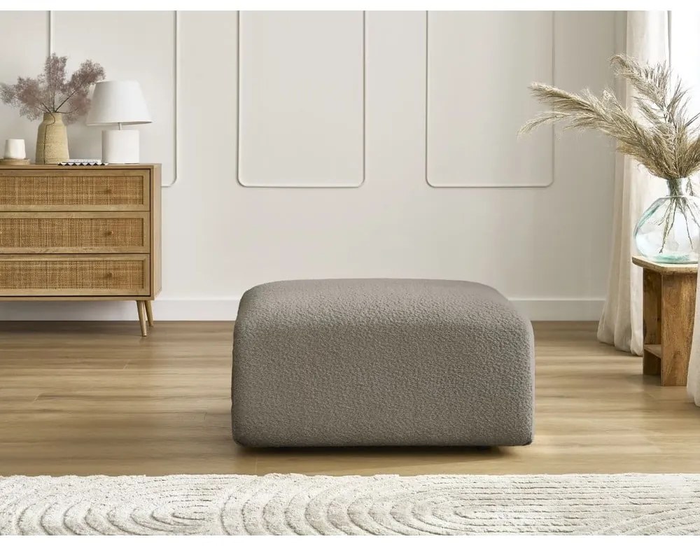 Sivohnedá podnožka z textílie bouclé Tina – Bobochic Paris