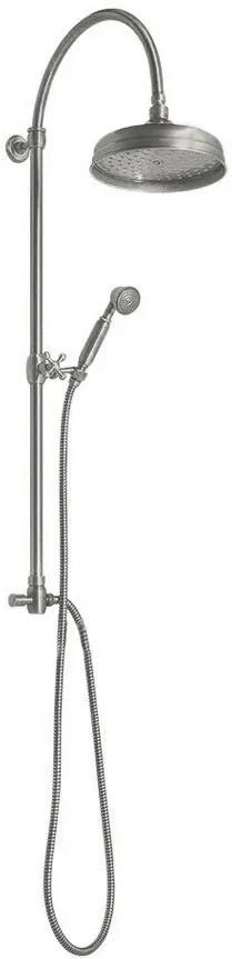 Reitano Rubinetteria, ANTEA sprchový stĺp k napojeniu na batériu, hlavová a ručná  sprcha,brúsený nikel, SET038 | BIANO