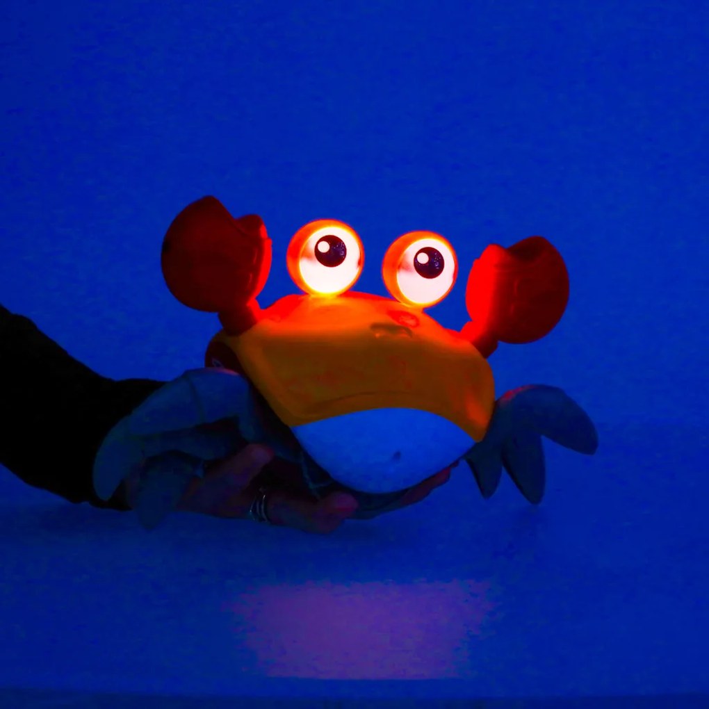 KIK Interaktívna hračka krab so zvukom a senzorom, USB nabíjanie, červený