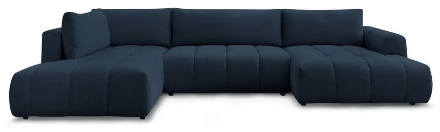 Tmavomodrá rozkladacia/s úložným priestorom rohová pohovka (ľavý roh/do tvaru "U") Fuji – Bobochic Paris