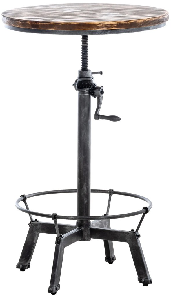 Kovový barový stôl Malita v industriálnom štýle - v84-102 x Ø59 cm - Strieborná