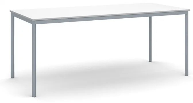 Stôl jedálenský, 1800 x 800 mm, tmavo sivá podnož, biela