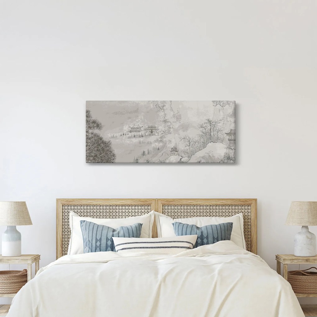 Obraz - Čínska krajina (120x50 cm)