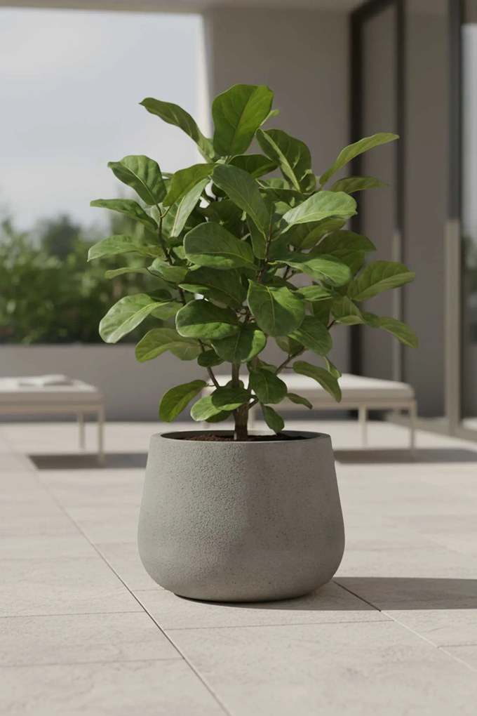 Kvetináč GIRAR, sklolaminát, výška 37 cm, tmavo sivá