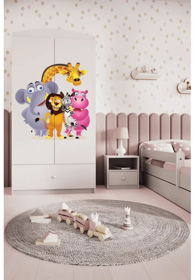 Detská skriňa Babydreams 90 cm ZOO biela