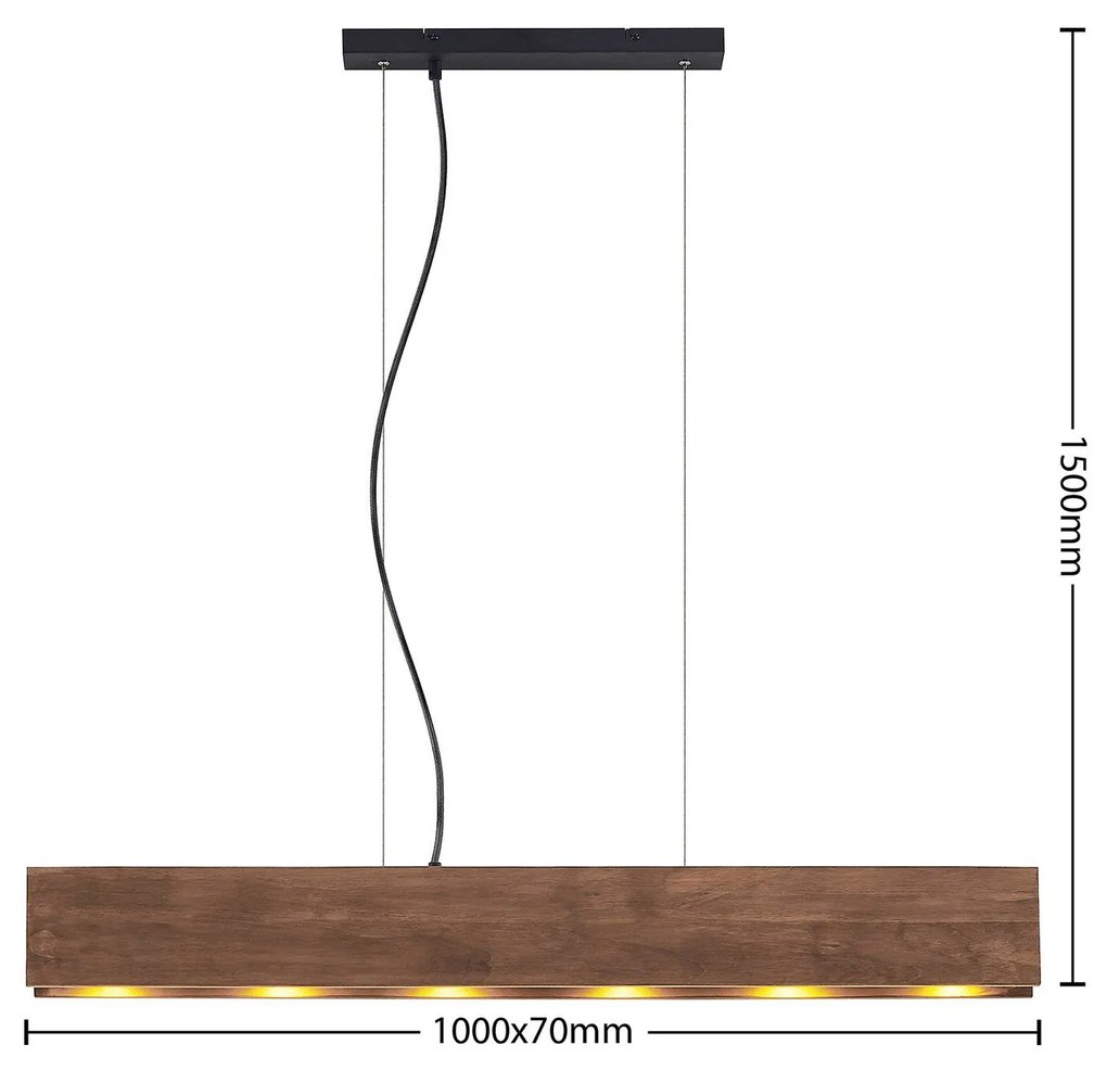 Lindby Malwin drevená závesná lampa dlhá 6pl. GU10