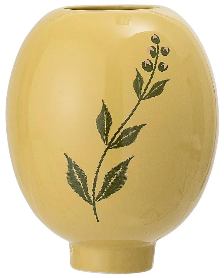 Žlto-zelená váza z kameniny Bloomingville Rose