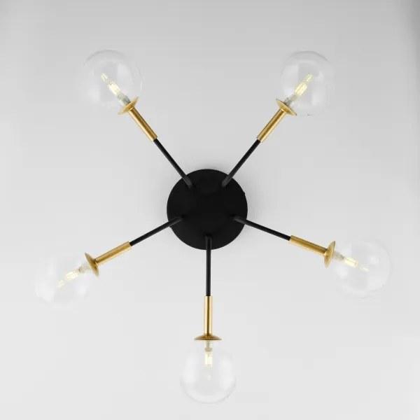 Jupiter 2040 - Luster na tyči BURANO 5xG9/10W/230V čierna/zlatá/číra