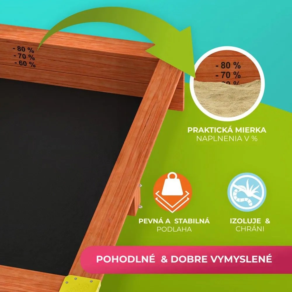 Pieskovisko s verandou SUNNY, 130x130x143cm, hnedá/šedá Jurhan