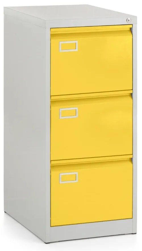 Kovová kartotéka A4 - 3 zásuvky, cylindrický zámok, žltá - ral 1023