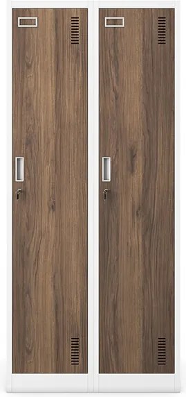 Zamestnanecká skrinka štvorkomorová biela/orech, 800x1800x500 mm: KACPER Eco Design