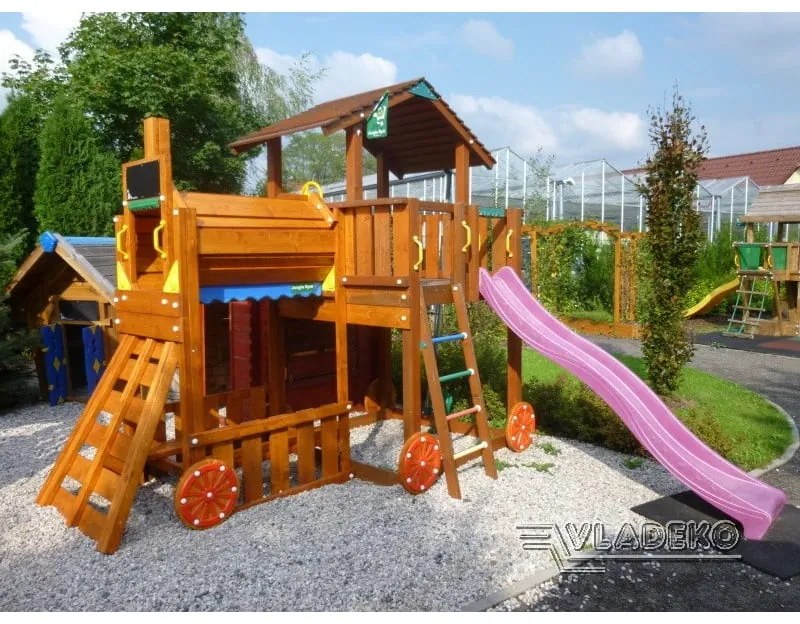 Ihrisko Jungle Cubby so šmykľavkou a modulom Train