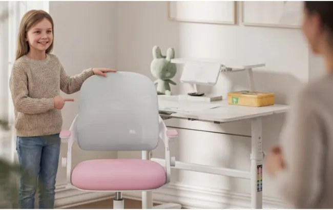 Detská otočná stolička Mark Adler Junior 4.3 ružová / sivá