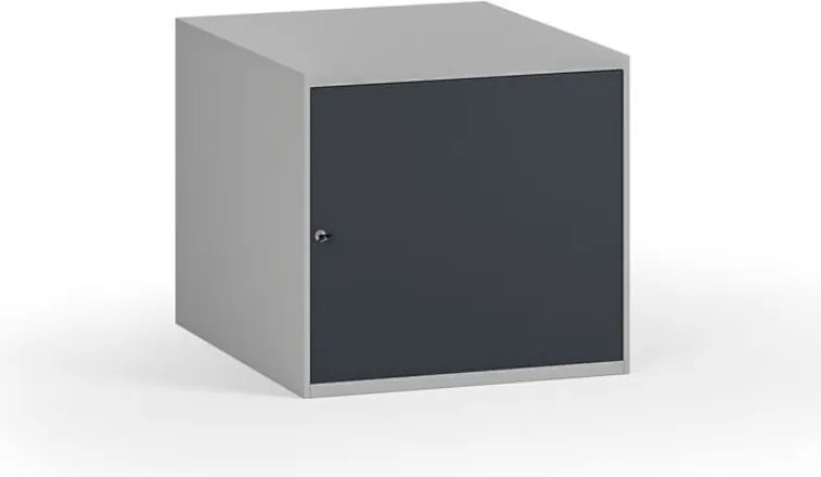 Závesná dielenská skrinka na náradie k pracovným stolom, zámok, 470 x 592 x 510 mm, grafit